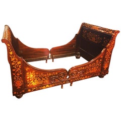 19th Century Charles X Mahogany Inlay Dutch Bed, 1830s