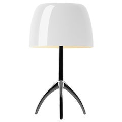 Foscarini Lumiere Large Table Lamp in White and Black Chrome by Rodolfo Dordoni