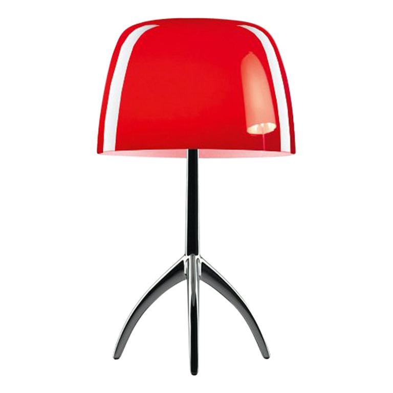 Foscarini Lumiere Small Table Lamp in Cherry Red and Black Chrome