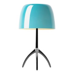 Foscarini Lumiere Small Table Lamp in Turquoise and Black Chrome