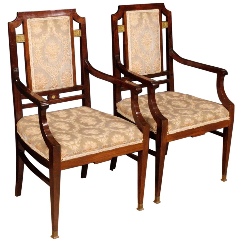 20th Century Mahogany Wood French Art Deco Pair of Armchairs, 1930