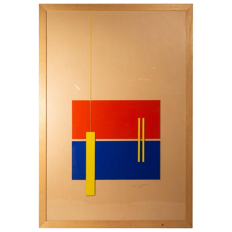 Albert Chubac, Geometric Collage, Signed and Numbered 3/8, circa 1980, France For Sale