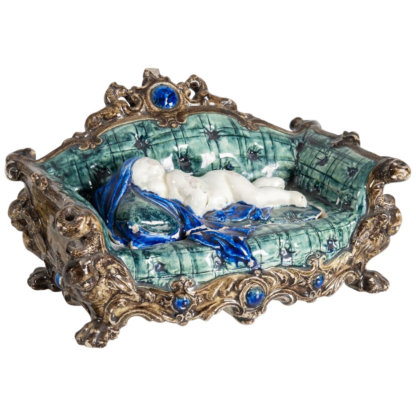 Sculptural Ceramic Inkwell, Italy, circa 1800 For Sale