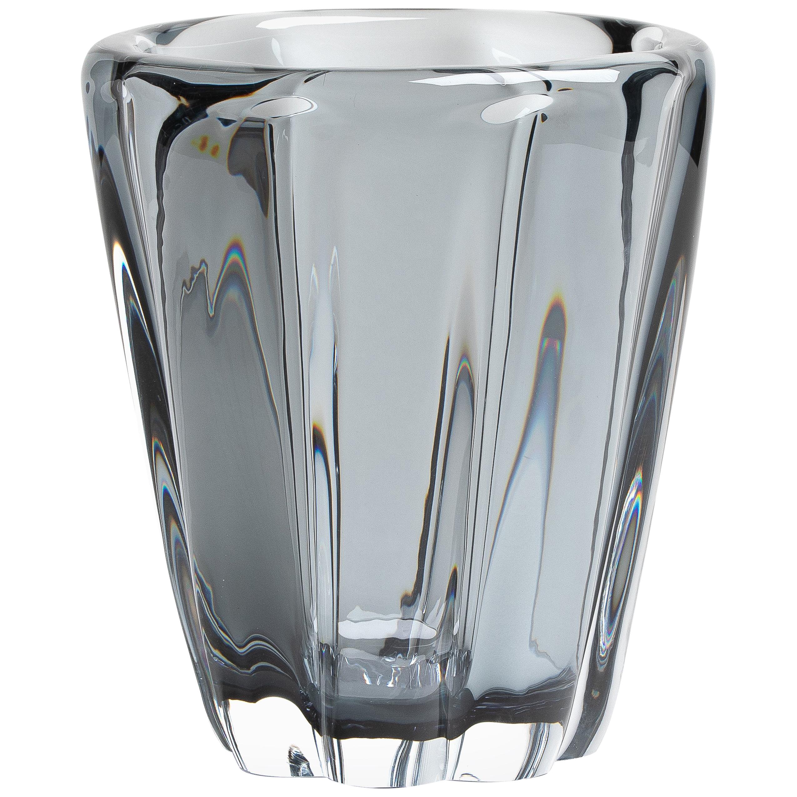 Yali Murano Hand Blown Fiori Conico Vase Grey For Sale