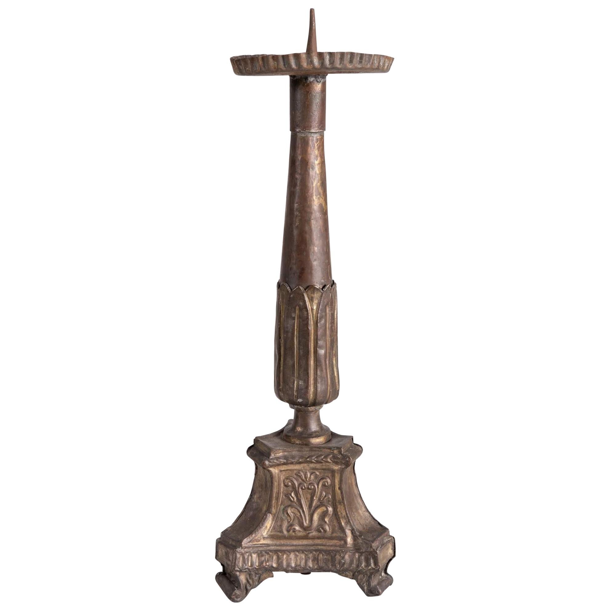 Gilt Copper Candleholder, Italy, Late 1700 im Angebot