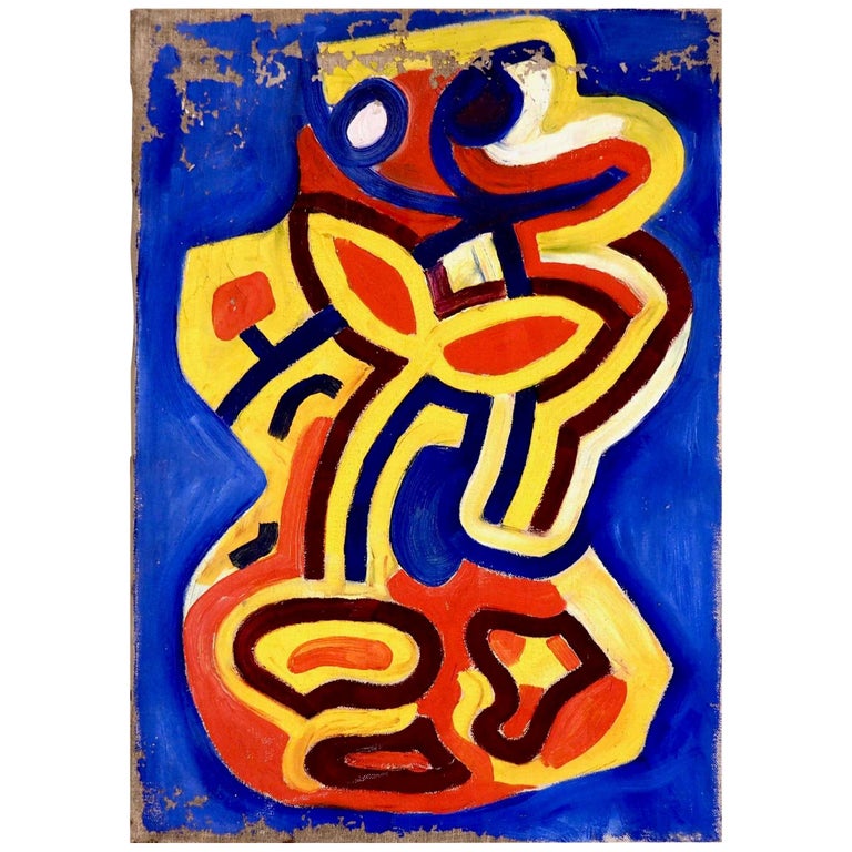 Fine Cobra Painting, Acrylic on Canvas in the Style of Karel Appel For