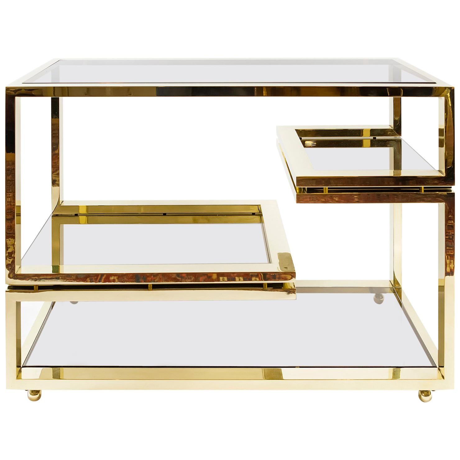 Midcentury Italian Brass and Glass Serving Table, circa 1960