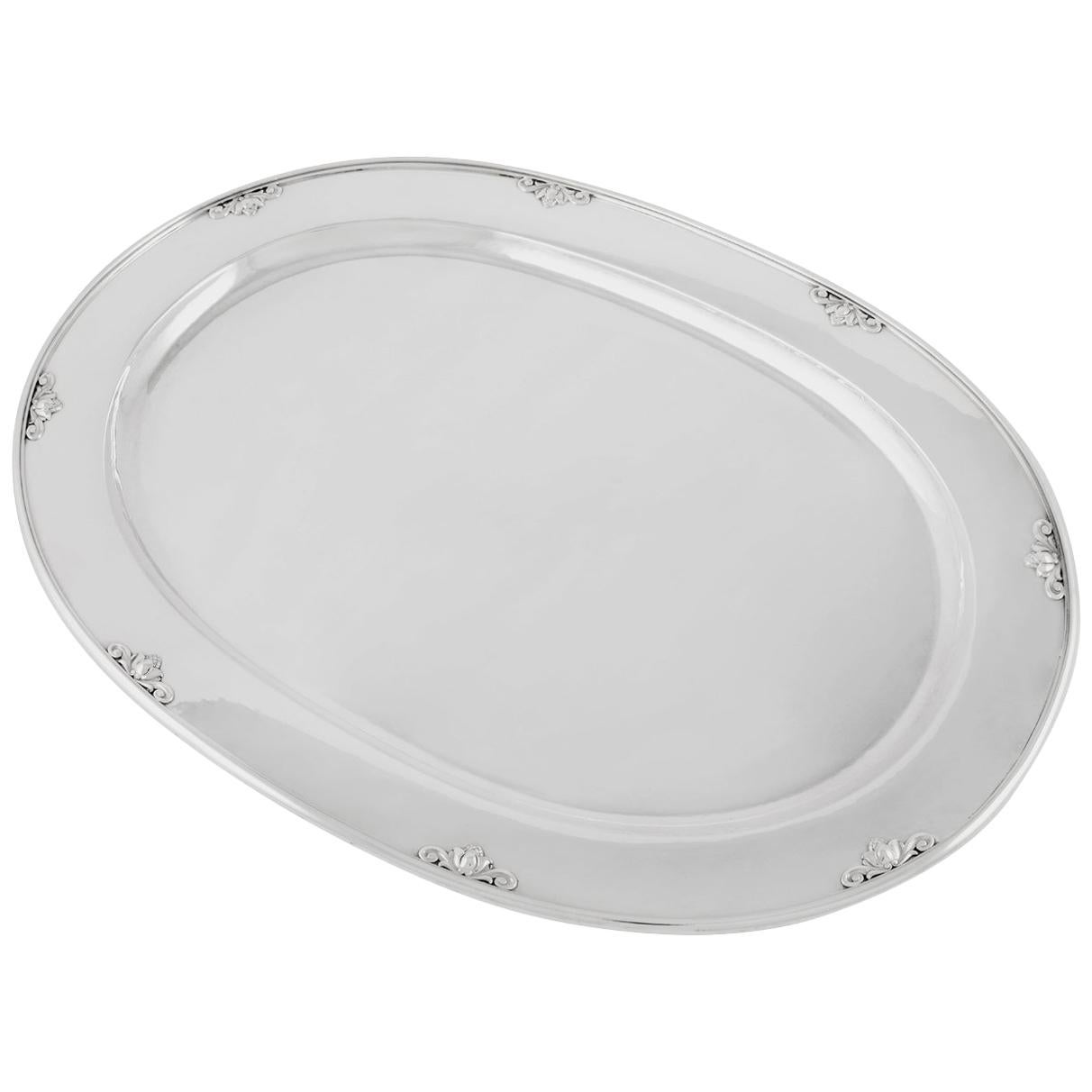 Large Georg Jensen Acorn Oval Serving Platter 642H