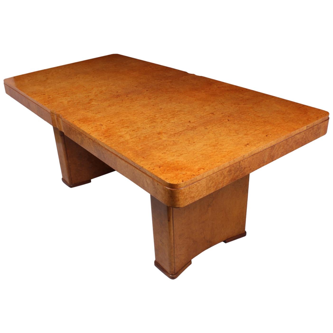 Art Deco Dining Table in Burr Maple