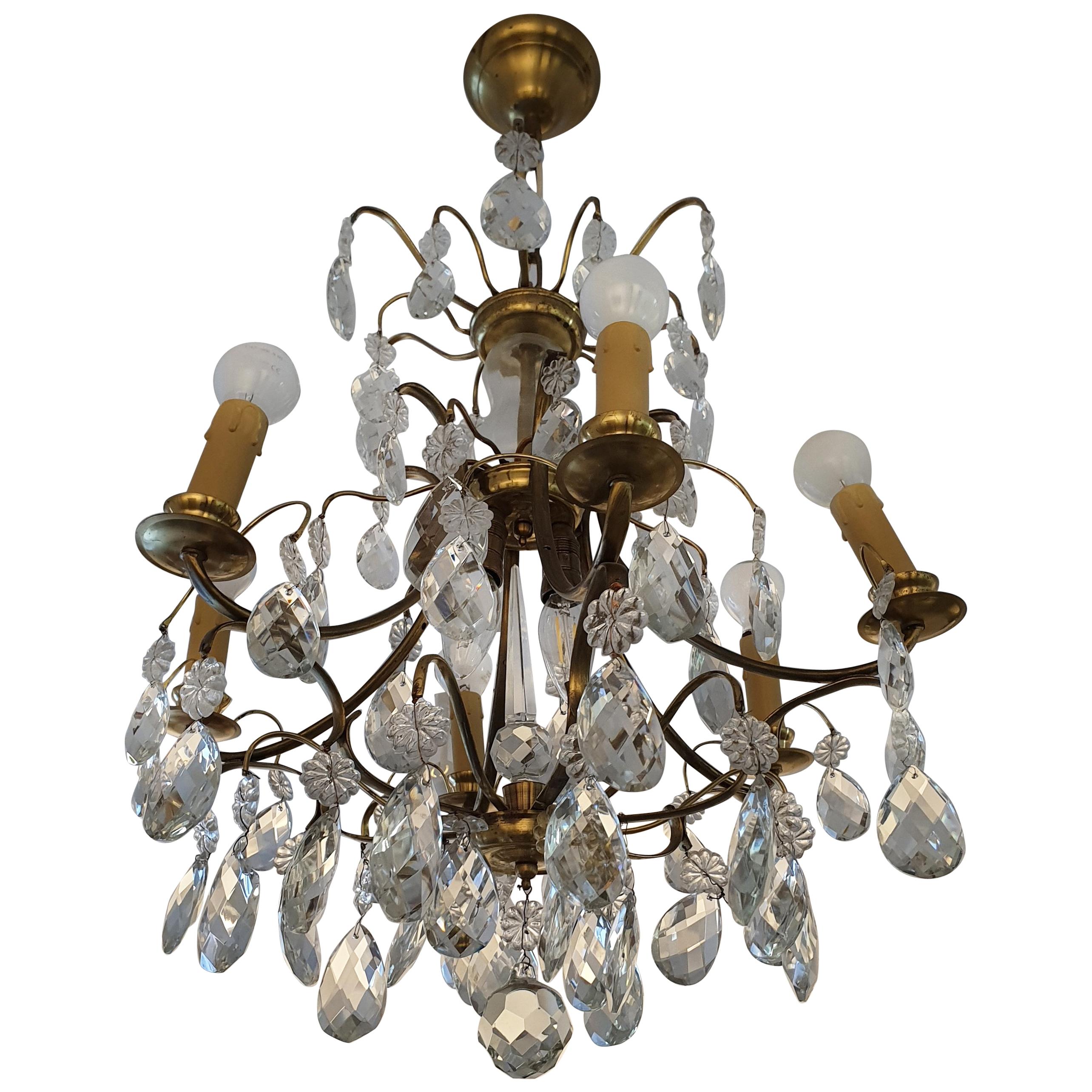 Swedish Crystal Chandelier, Early 20th Century For Sale