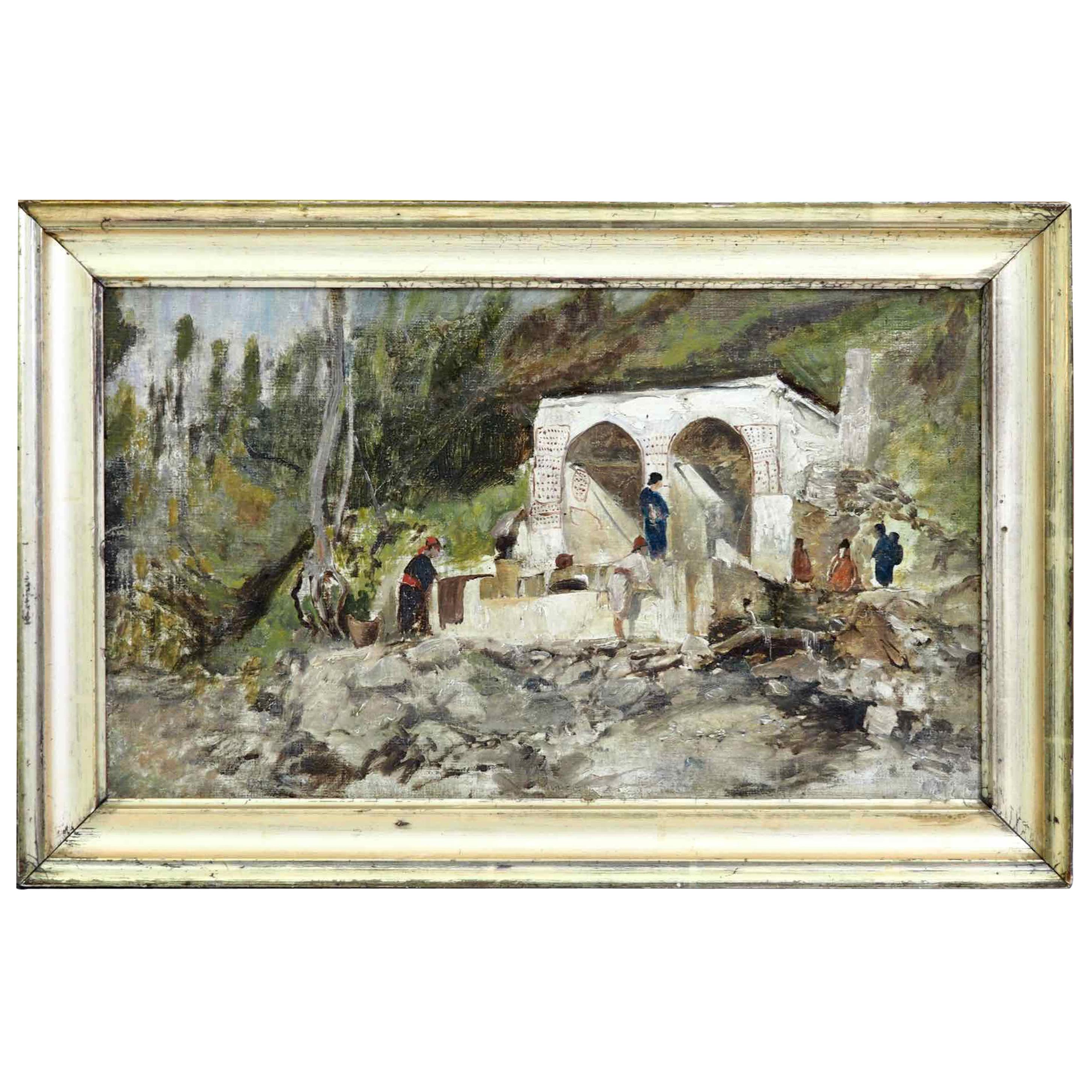 Cerchio di Martinus Rørbye, dipinto danese del Secolo d'Oro, firma illeggibile