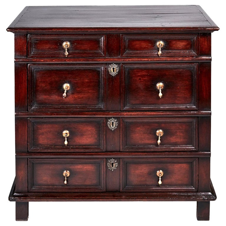 Antique English William And Mary Jacobean Oak Chest Of Drawers For