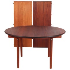 Hans J. Wegner Round Dining Table, with Two Extensions Plate, PP70, Mahogany