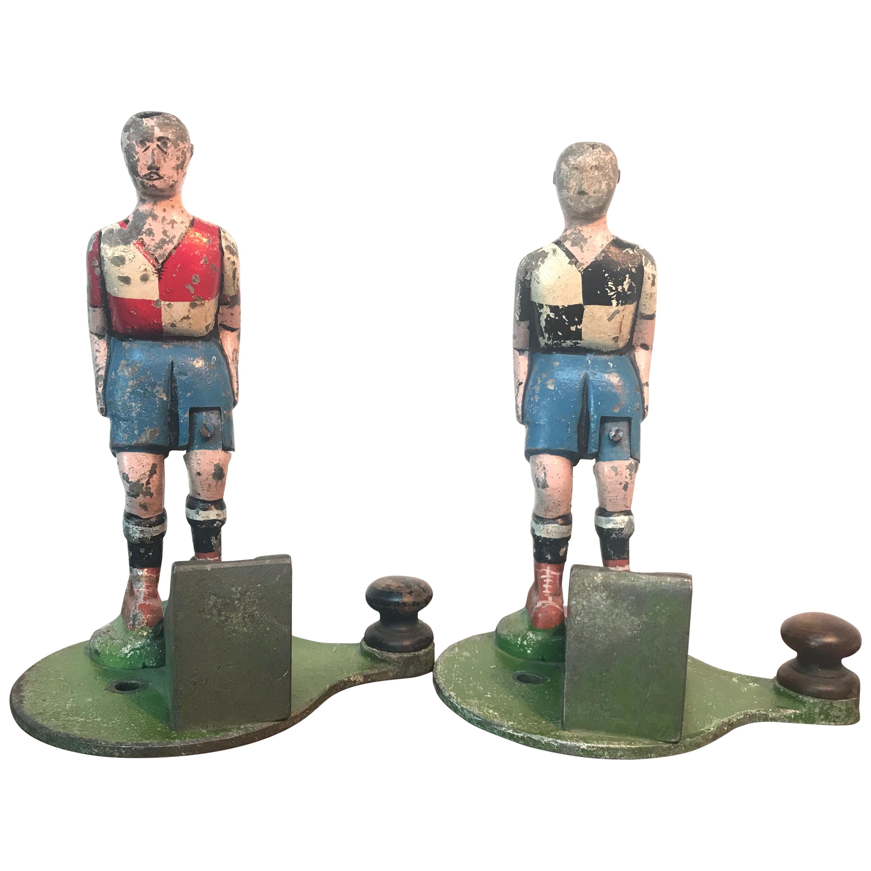 Pair of Antique Cast Alloy Fun Fair Soccer Players