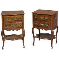 Antique Pair of 18th Century Walnut and Chestnut Bedside Tables