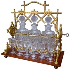 Antique Baccarat “Open Tantalus” Oriental Crystal Carafe Set, Paris, 1870