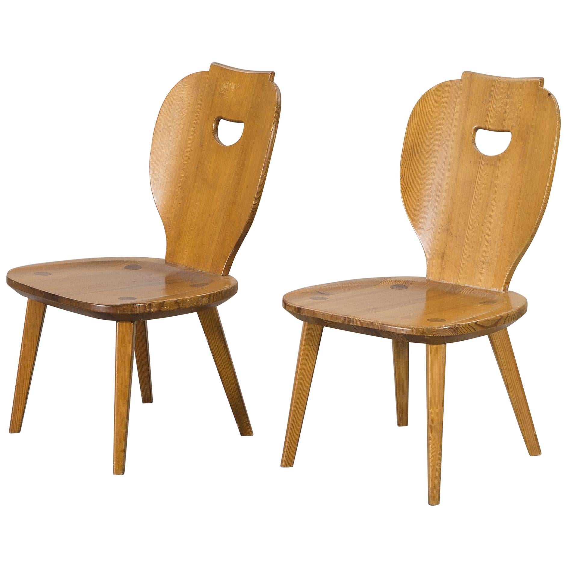 2 Pine Chairs, Carl Malmsten, Sweden, 1953 For Sale