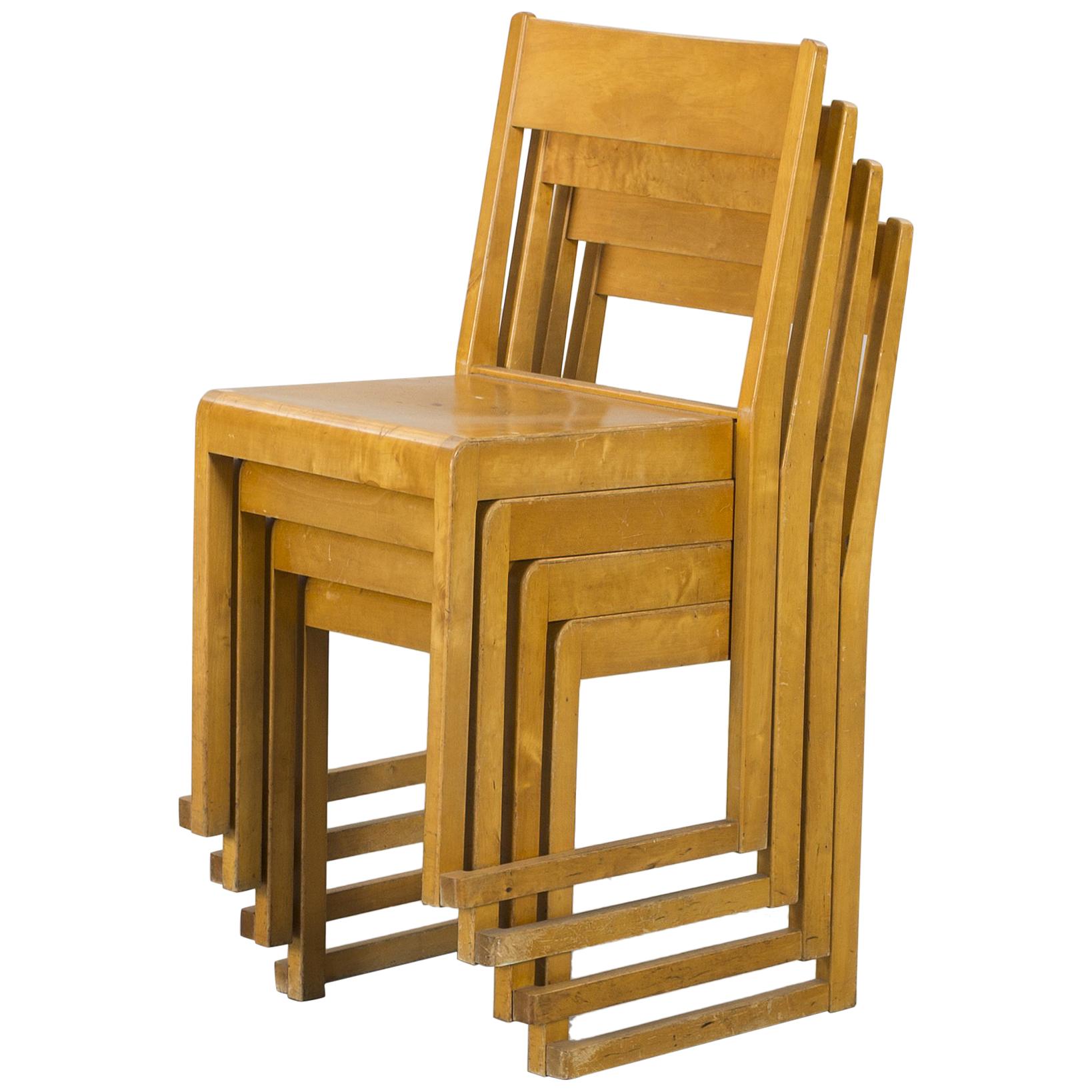 "Stacking" Chairs, Sven Markelius, Sweden, Birch, 1932 For Sale