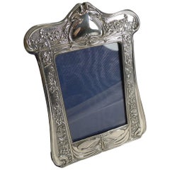 Cadre à photos en argent sterling Art Nouveau anglais:: libellule:: 1903