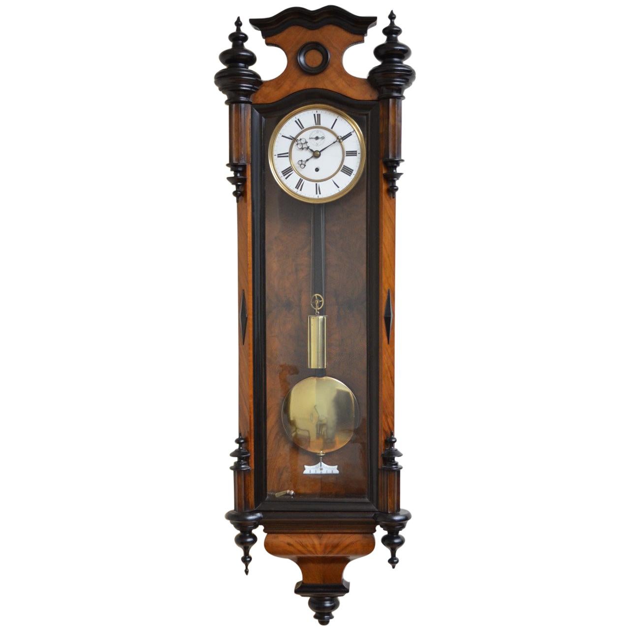 Victorian Vienna Clock in Walnut For Sale