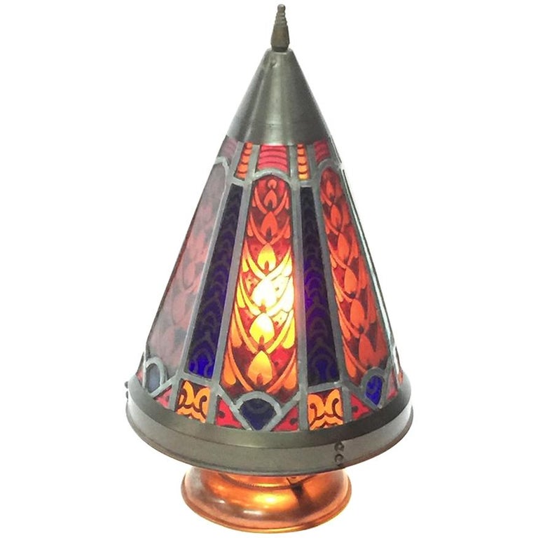 Art Deco Stained Glass Table Lamp For Sale at 1stDibs