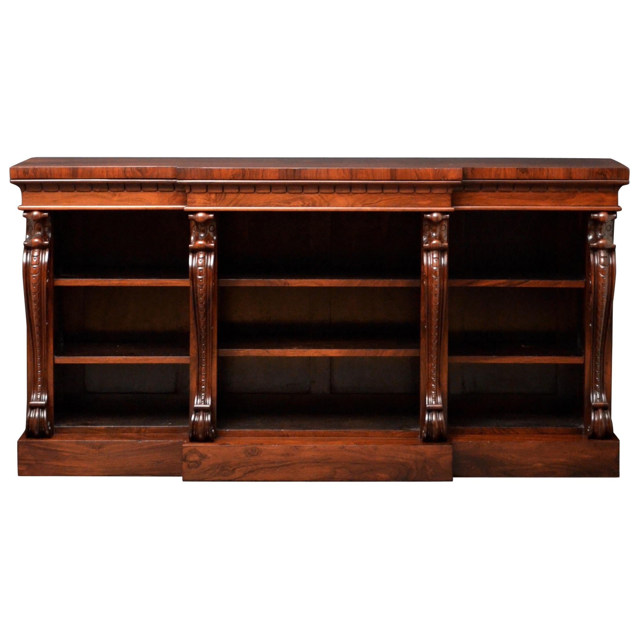 William IV Rosewood Breakfront Open Bookcase
