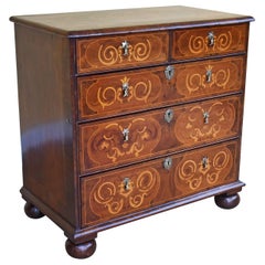 18th Century Burr Walnut and Marquetry Chest of Drawers