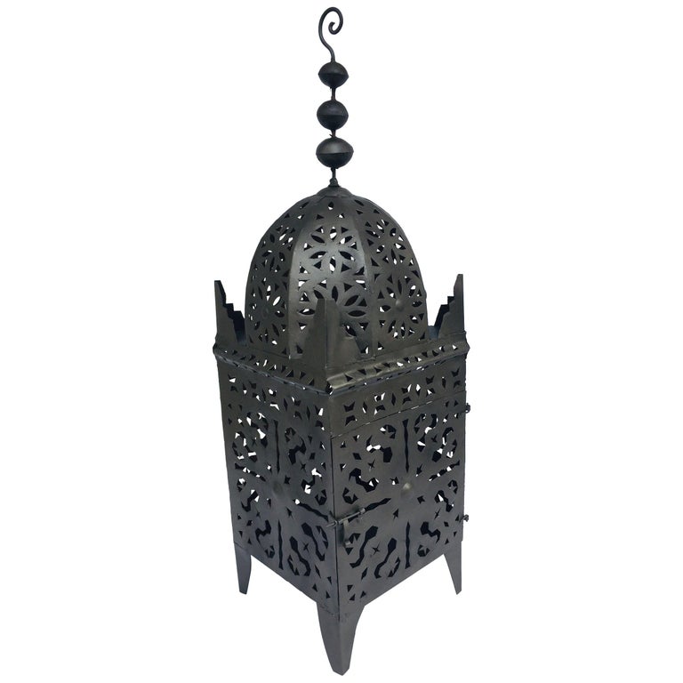Outdoor Moroccan Hurricane Metal Candle Lantern For Sale