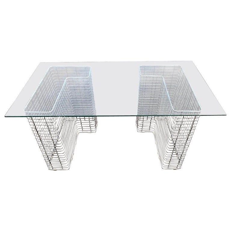 Wire Chrome And Glass Desk At 1stdibs
