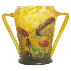Antique Daum Enameled Mushroom Vase