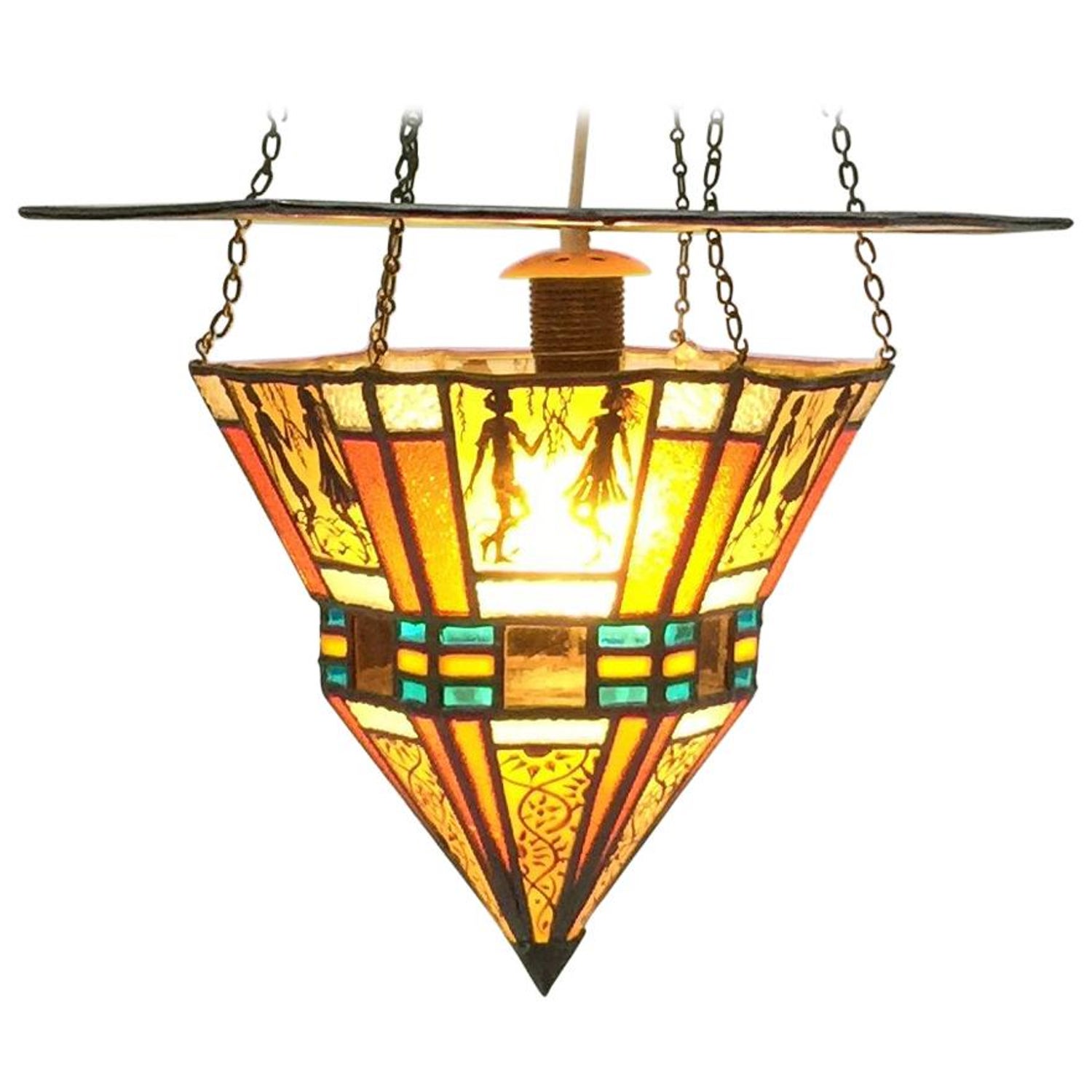 Art Deco Stained Glass Ceiling Lamp For Sale At 1stdibs Art Deco Stained Glass Ceiling Lamp For Sale At 1stdibs