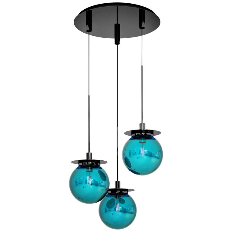Eclat D Eau Pendant Lamp 3 Lights In Murano Gl And Metal Structure