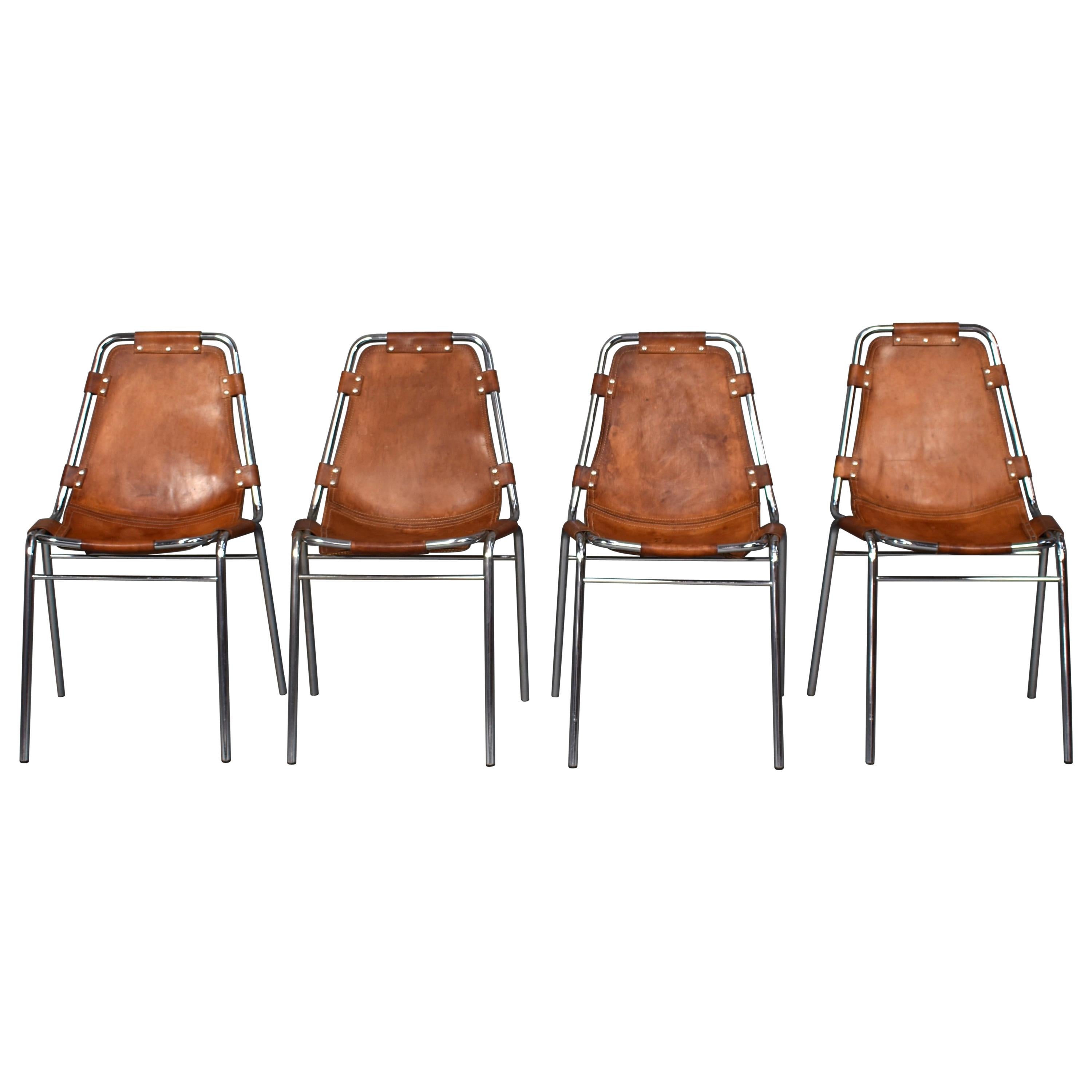 Set of Four Les Arcs Chairs Selected by Charlotte Perriand, 1960s