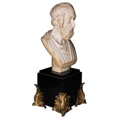 Small Alabaster Sculpture of Homer, by Italian Sculptor Early 19th Century