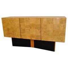 Modern Thayer Coggin Olivewood Credenza Design by Milo Baughman