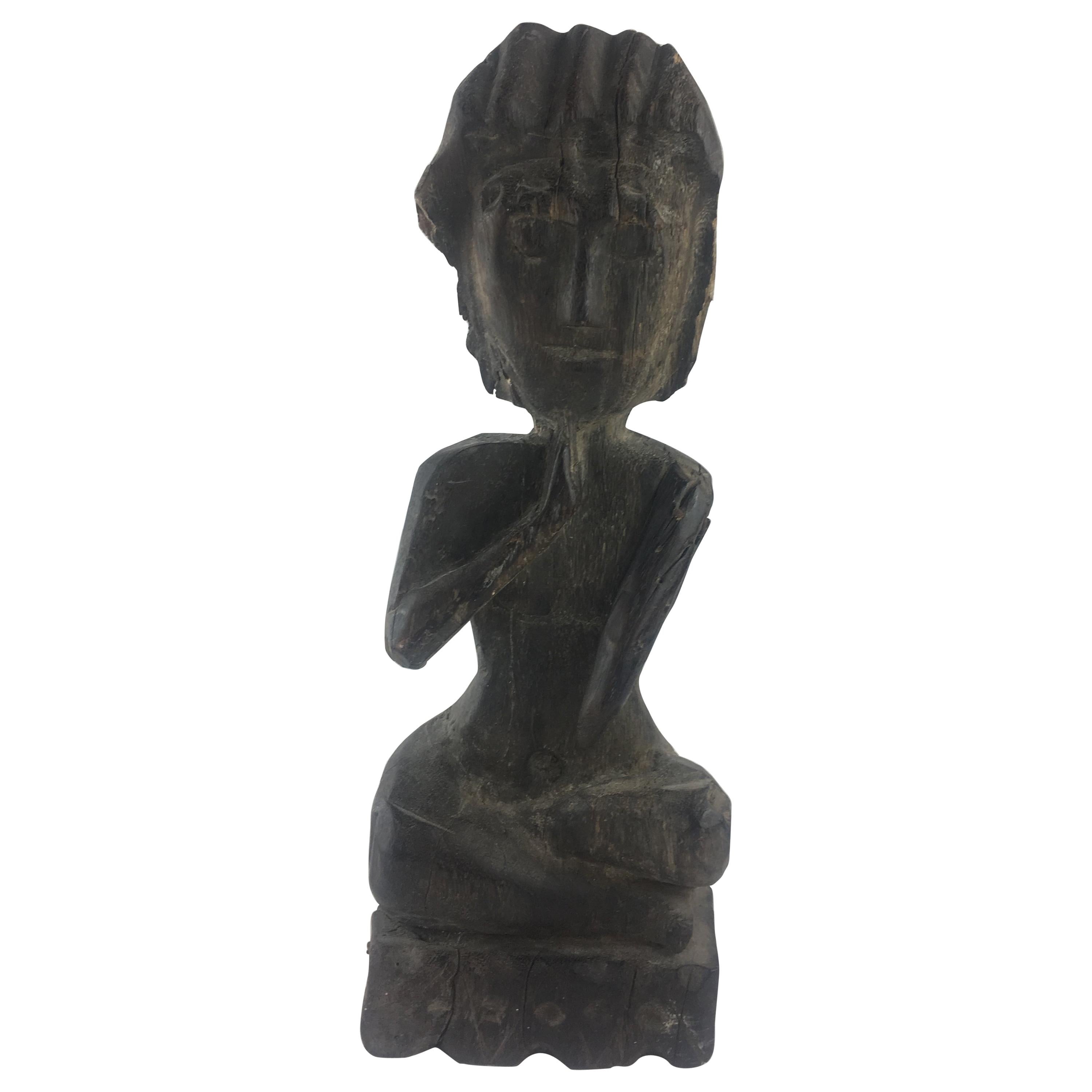 Hand Carved Wooden Balinese Yoga or Meditation Statue