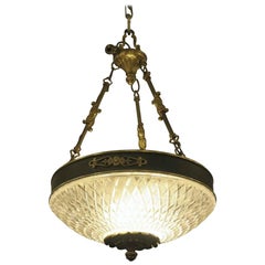 1931 NYC Waldorf Astoria Hotel Empire Cut Glass Pendant Light Chandelier