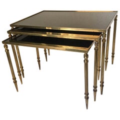 Mid Century Brass French Jansen Style Nesting Table