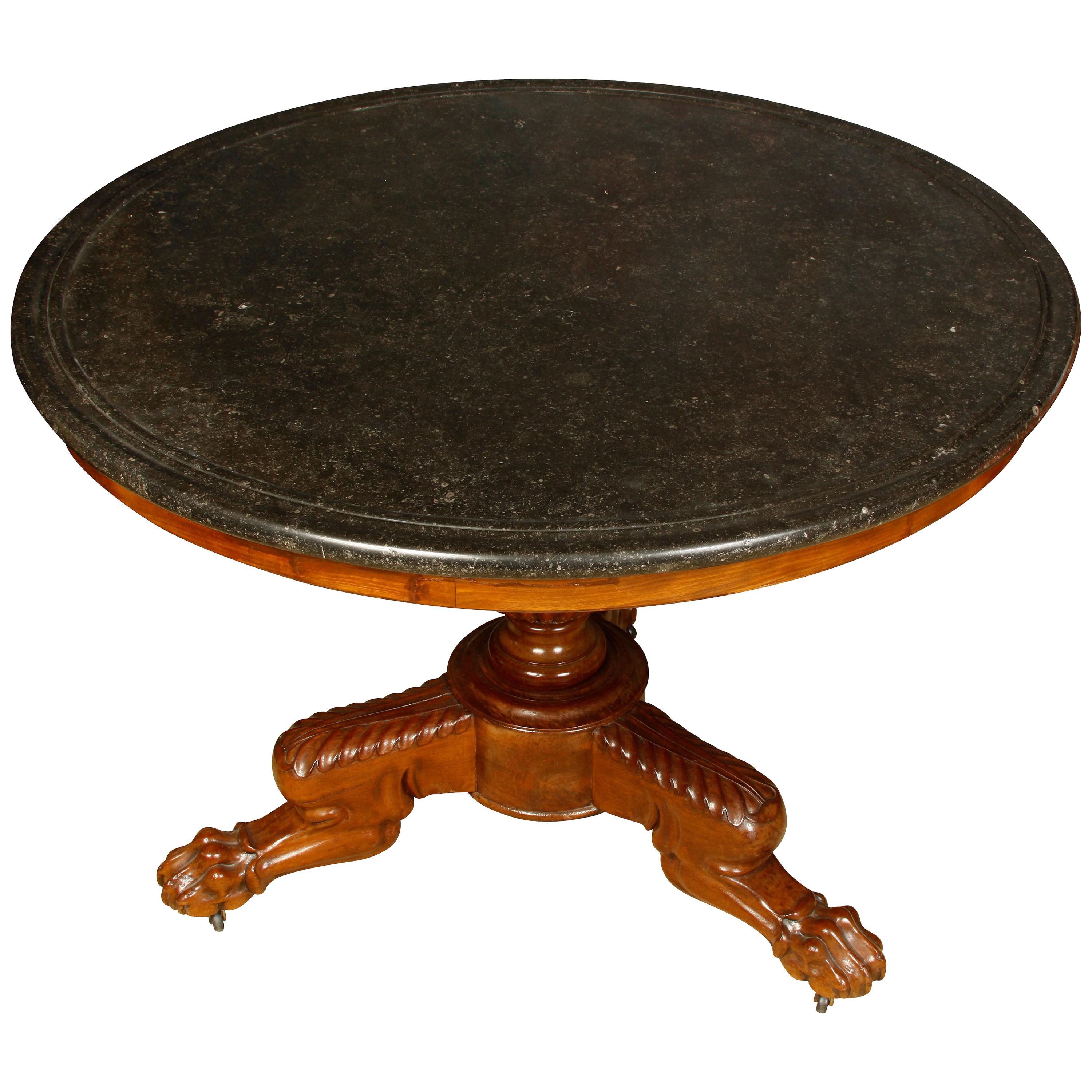 19th Century English Marble-Topped Pedestal Table