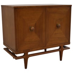 Henredon Walnut Two-Door Mid Century Liquor or Record Cabinet