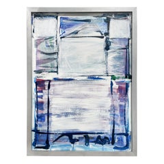 Abstrakte Komposition in Blau-Weiß des 20. Jahrhunderts, französisches Gemälde von Daniel Clesse