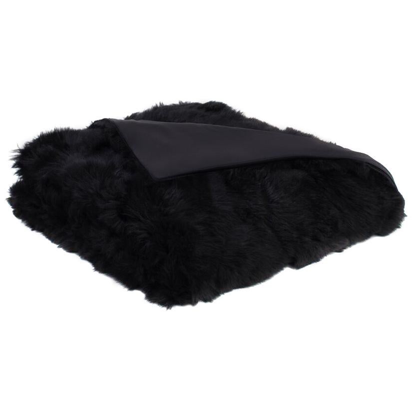 Black Toscana Sheep Fur Throw Blanket with Silk Backing by JG Switzer