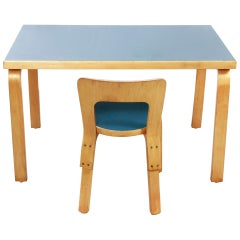 Ensemble table et chaise pour enfants par Alvar Aalto pour Artek:: Finlande:: années 1960