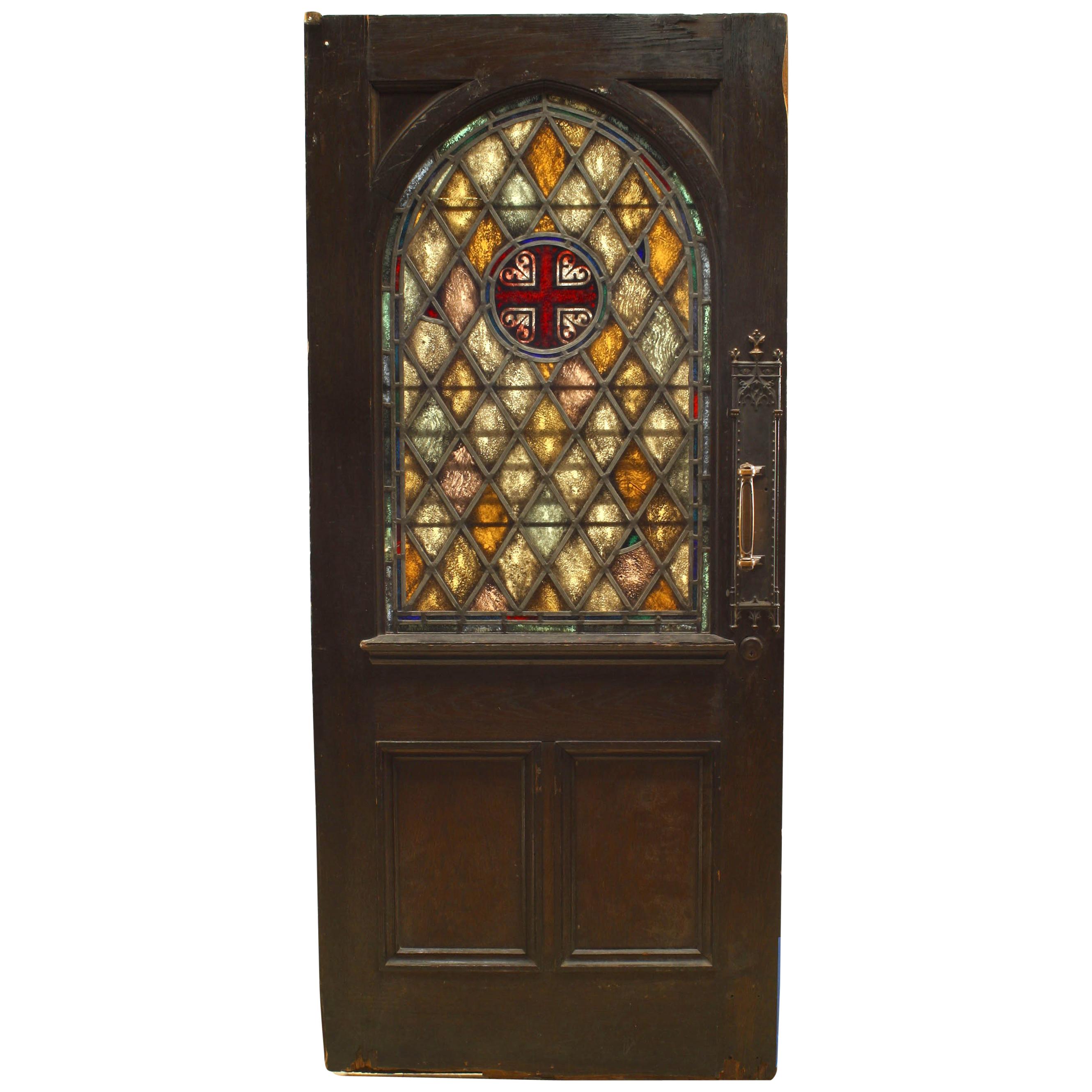 English Gothic Style Stained Oak Door