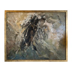 Peinture de paysage française du 20e siècle, marron-gris, par Daniel Clesse