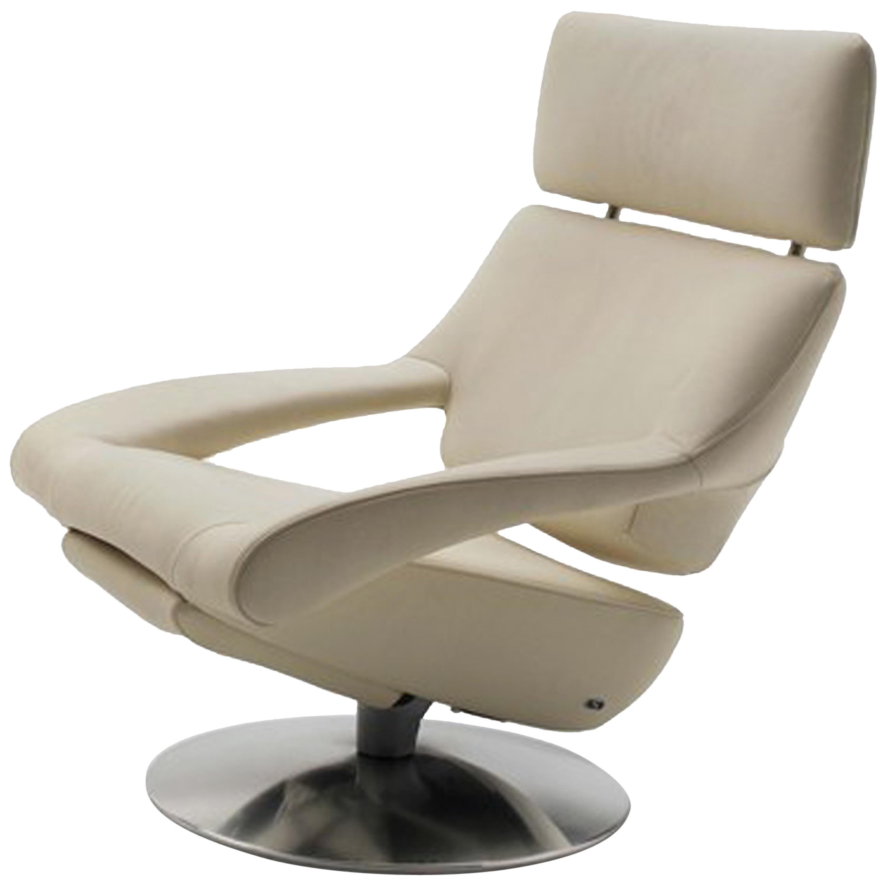 de Sede White Leather DS 255 Lounge Recliner Armchair