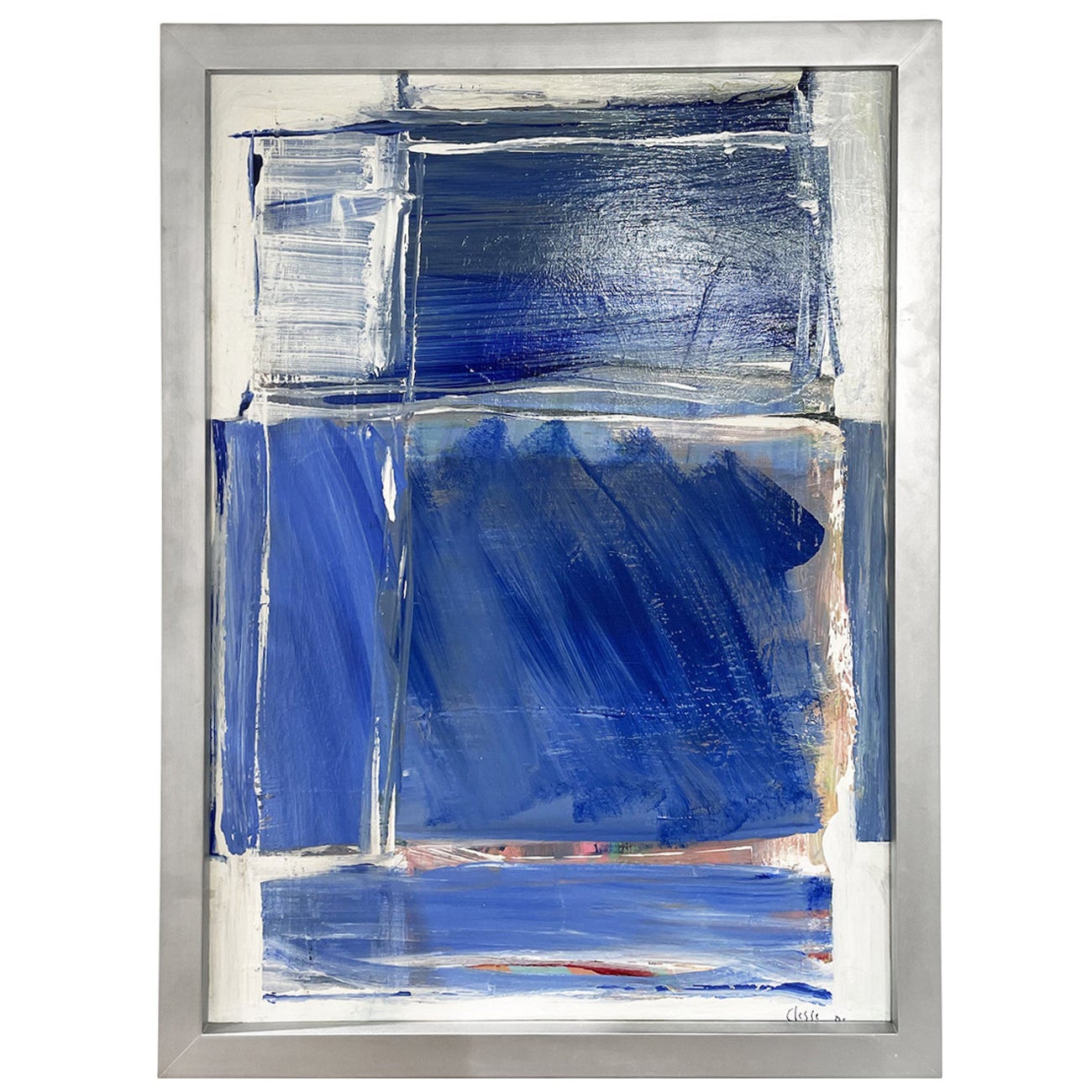 Peinture abstraite française bleu clair du 20ème siècle de Daniel Clesse en vente