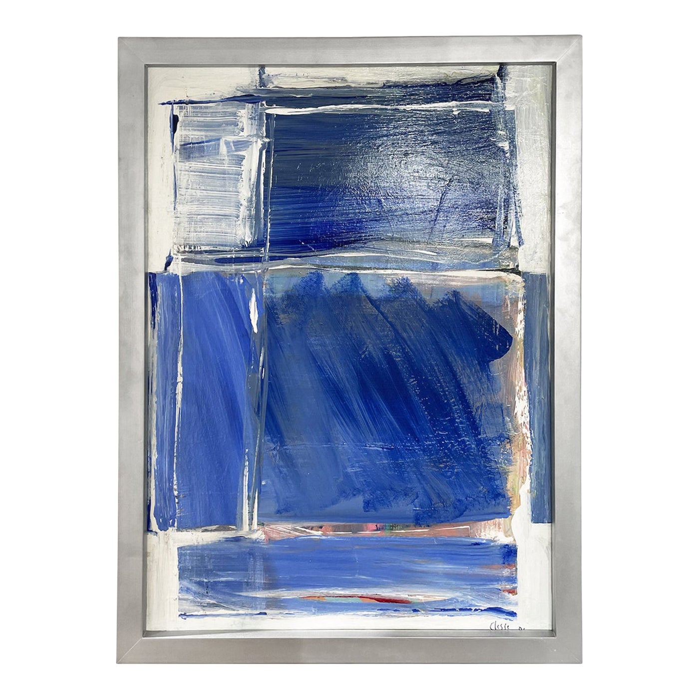 20th Century Light-Blue French Abstract Painting by Daniel Clesse