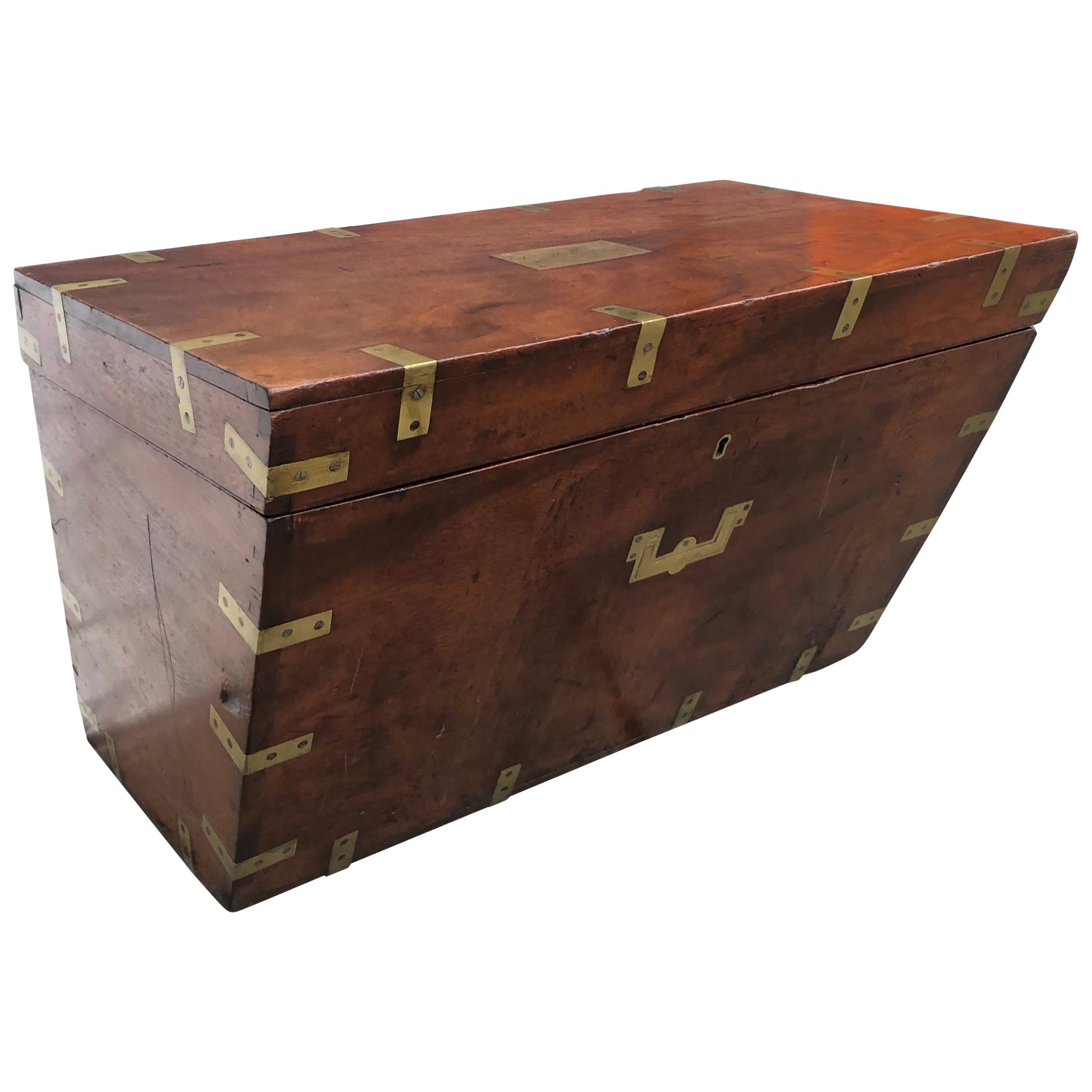 Architecturally Formed Campaign Box with Brass Hardware, Mid-19th Century