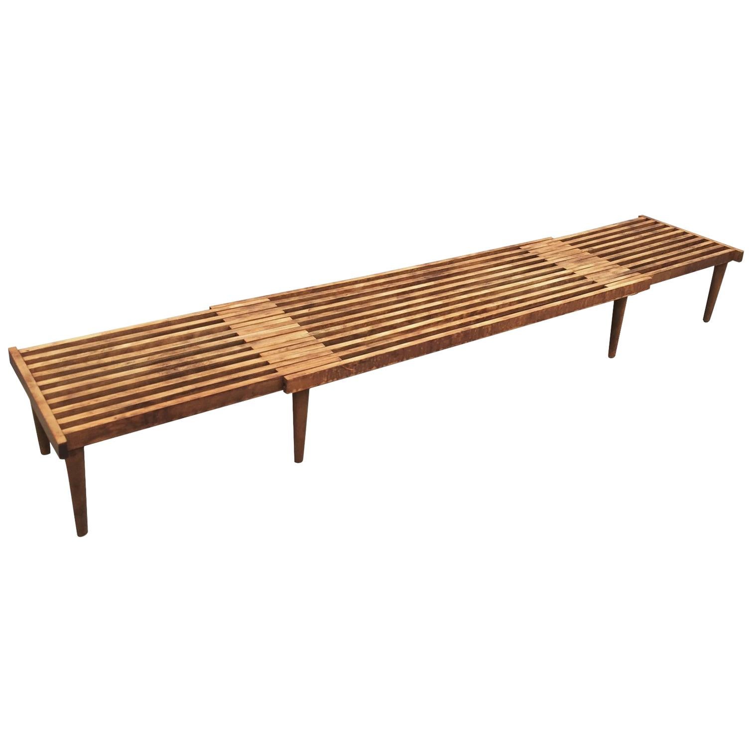 Mid-Century Modern Extending Slatted Bench-Table by John Keal
